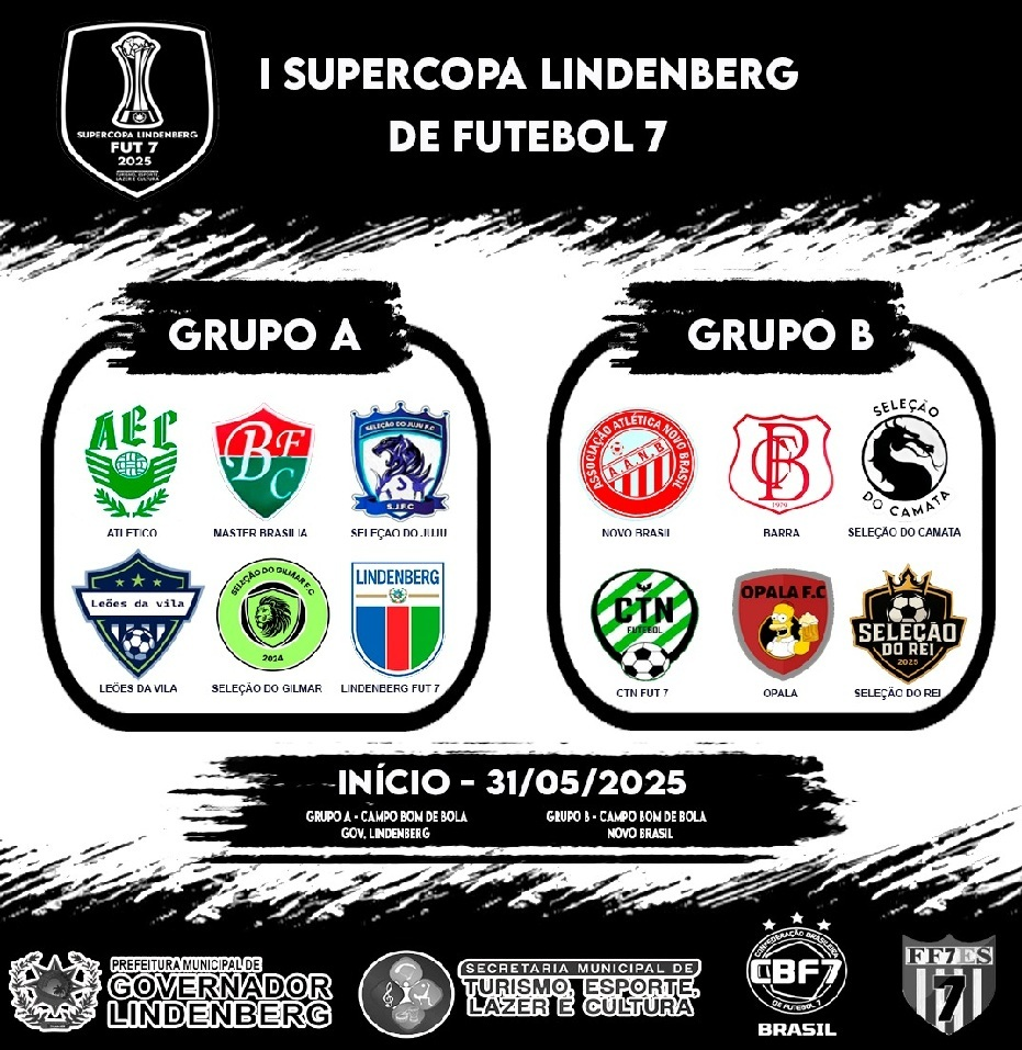 SECRETARIA MUNICIPAL DEFINE GRUPOS DA I SUPERCOPA LINDENBERG DE FUTEBOL 7